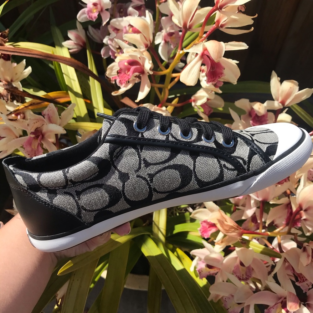 BRAND NEW, Black COACH Canvas Logo Shoe, Size 8